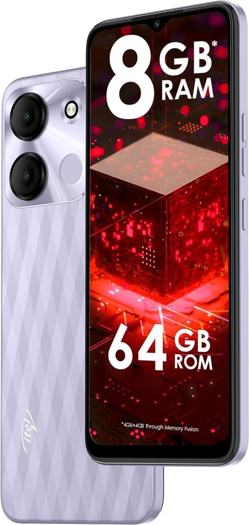 Itel A60s (4GB RAM + 64GB ROM, Up to 8GB RAM with Memory Fusion | 8MP AI Rear Camera | 5000mAh Battery with 10W Charging | Faceunlock Fingerprint - Moonlit Violet