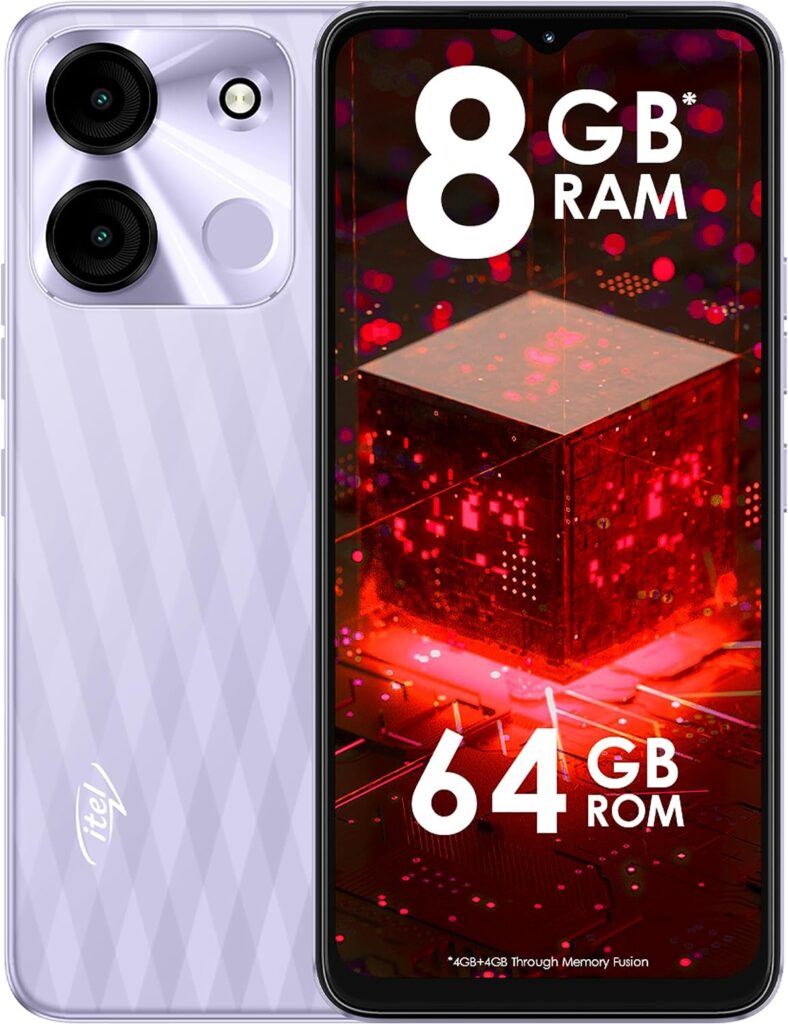 Itel A60s (4GB RAM + 64GB ROM, Up to 8GB RAM with Memory Fusion | 8MP AI Rear Camera | 5000mAh Battery with 10W Charging | Faceunlock Fingerprint - Moonlit Violet