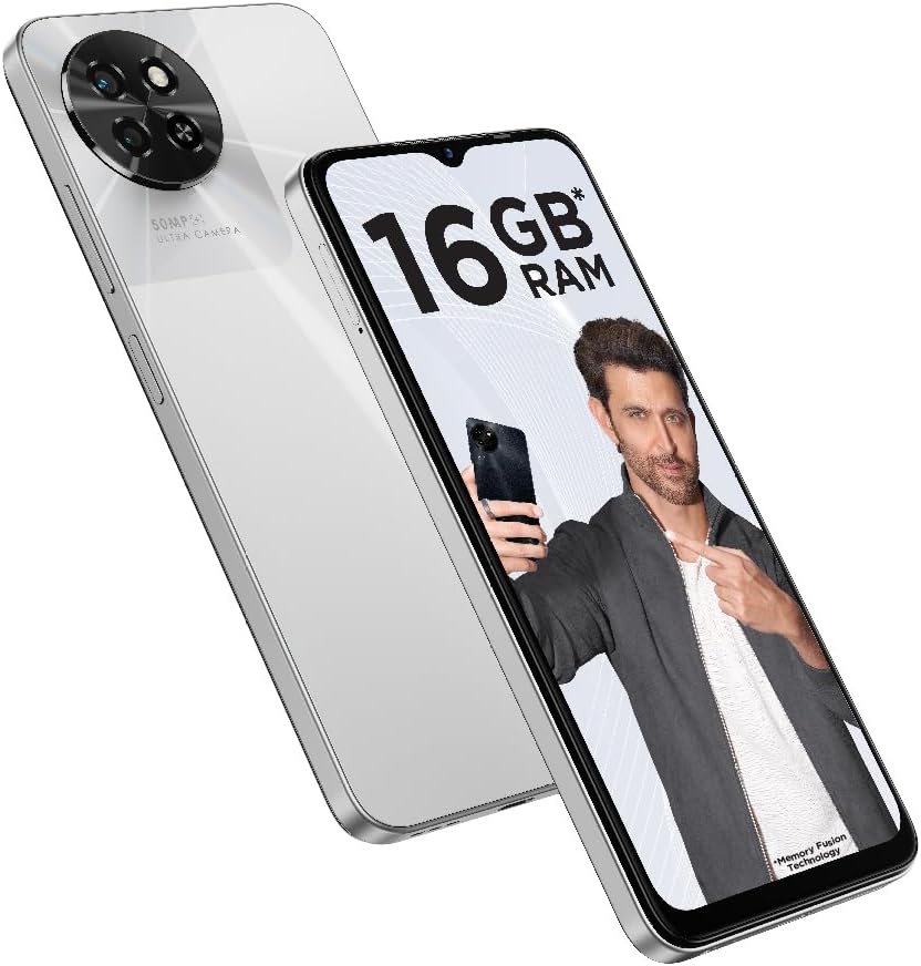 Itel S23 (8GB RAM + 128GB ROM, Up to 16GB RAM with Memory Fusion | 50MP AI Dual Rear Camera | 5000mAh Battery with Type-C Charging | 90 Hz Display) - Mystery White