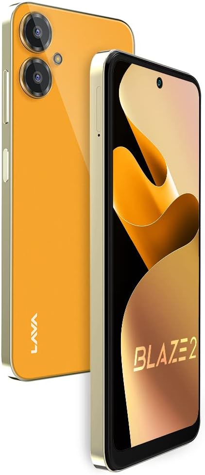 Lava Blaze 2 (6GB RAM, 128GB Storage) - Glass Orange | 18W Fast Charging | 6.5 inch 90Hz Punch Hole Display | Side Fingerprint Sensor | Upto 11GB Expandable RAM | 5000 mAh Battery