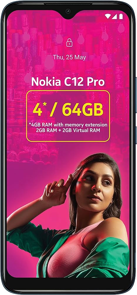 Nokia C12 Pro Android Smartphone, Dual SIM, All Day Battery Life, 6GB RAM, 4GB RAM + 2GB Virtual RAM, Android 12 Go Edition | Charcoal