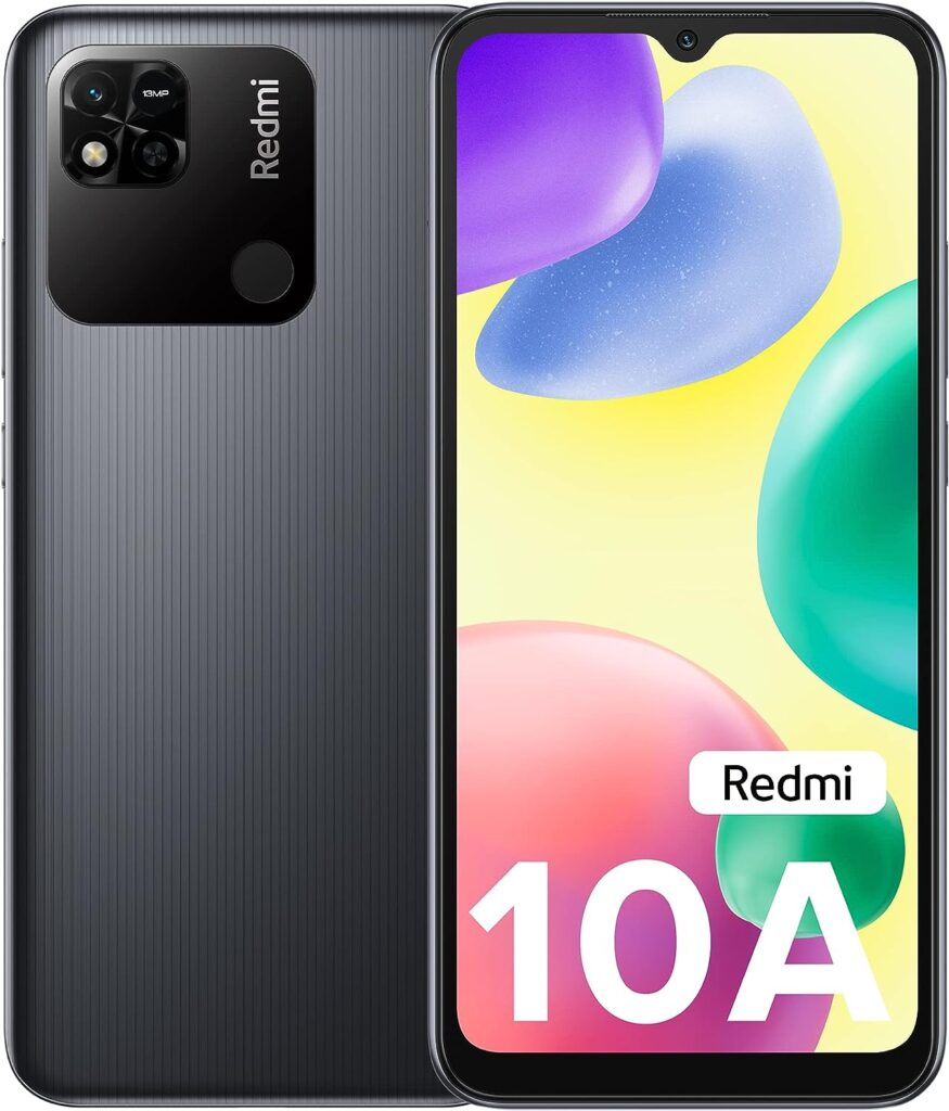 Redmi 10A (Charcoal Black, 4GB RAM, 64GB Storage) | 2 Ghz Octa Core Helio G25 | 5000 mAh Battery | Finger Print Sensor | Upto 5GB RAM with RAM Booster