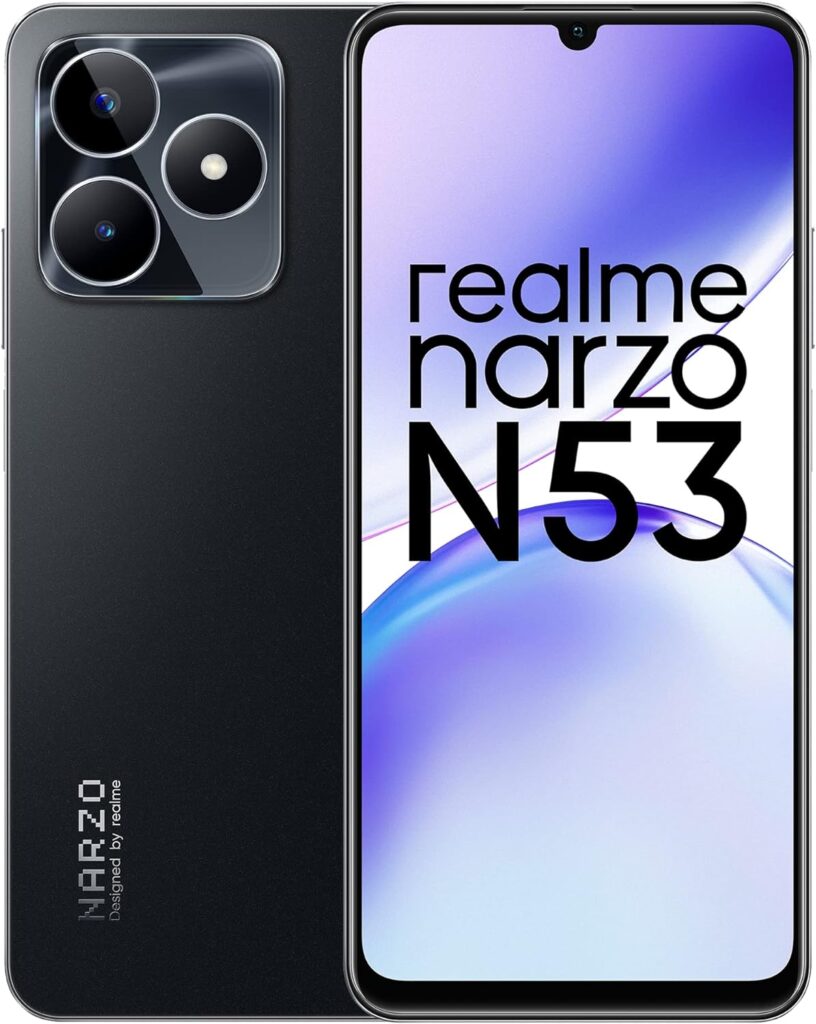 realme narzo N53 (Feather Black, 4GB+64GB) 33W Segment Fastest Charging | Slimmest Phone in Segment | 90 Hz Smooth Display