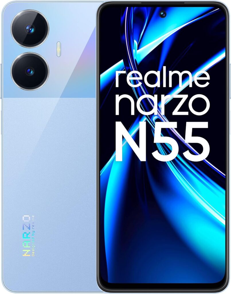 realme narzo N55 (Prime Blue, 4GB+64GB) 33W Segment Fastest Charging | Super High-res 64MP Primary AI Camera