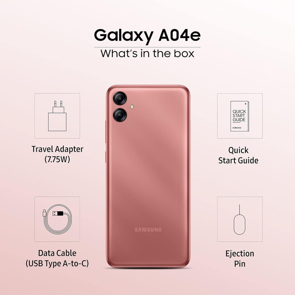 Samsung Galaxy A04e (Copper, 3GB, 64GB Storage) | 13 MP Rear Camera| Face Unlock | Upto 7GB RAM with RAM Plus | MediaTek Helio P35 | 5000 mAh Battery