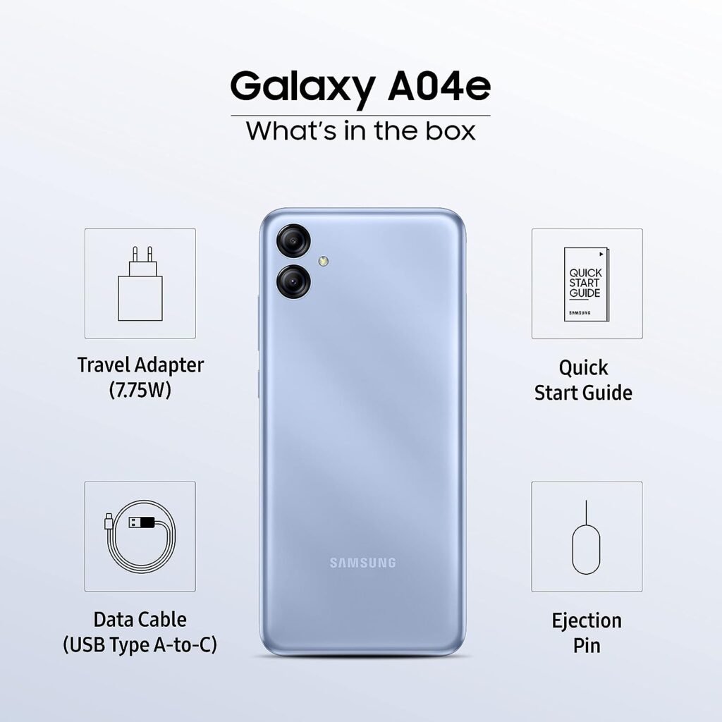 Samsung Galaxy A04e (Light Blue, 3GB, 64GB Storage) | 13 MP Rear Camera | Face Unlock | Upto 7GB RAM with RAM Plus | MediaTek Helio P35 | 5000 mAh Battery